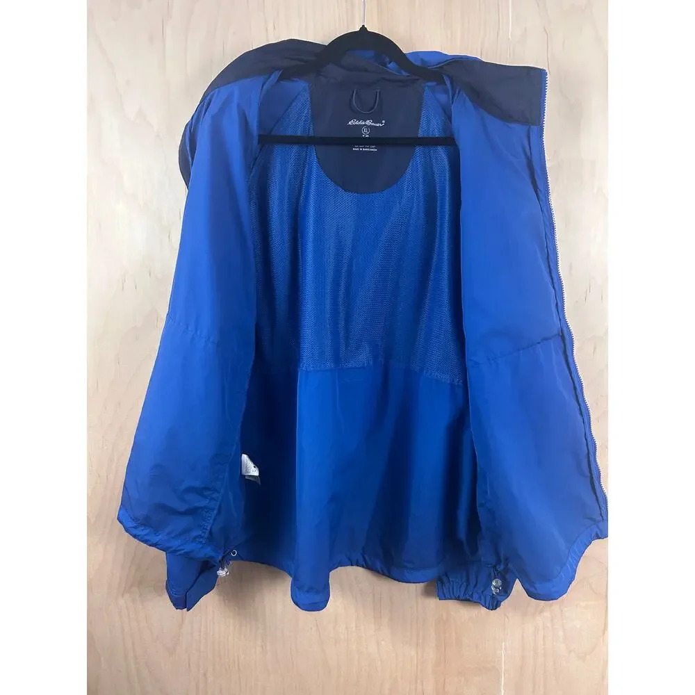 Eddie‎ Bauer Blue Hooded Windbreaker Jacket Men’s XL Lightweight Zip Up